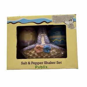 Publix Salt & Pepper Shaker Set Easter Basket And Eggs with Box